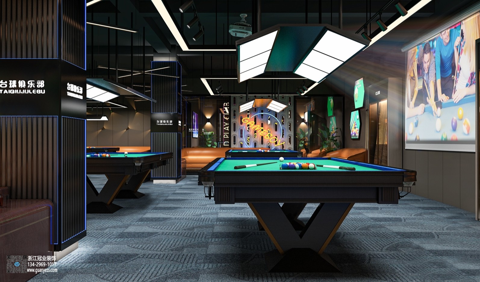 杭州臺(tái)球俱樂(lè)部裝修
