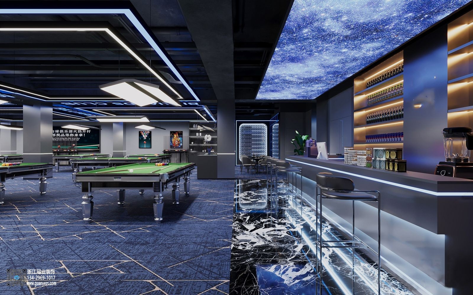 紹興臺(tái)球廳裝修